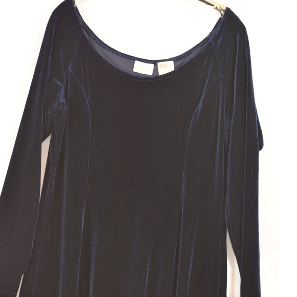 Stretch Blue Velvet Dress SZ L by Moda - Picture 5 of 6